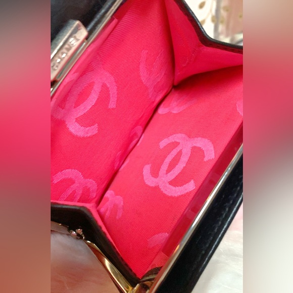 Chanel Cambon Line Bifold Wallet Black Pink CC Matelasse Leather - Picture 15 of 17
